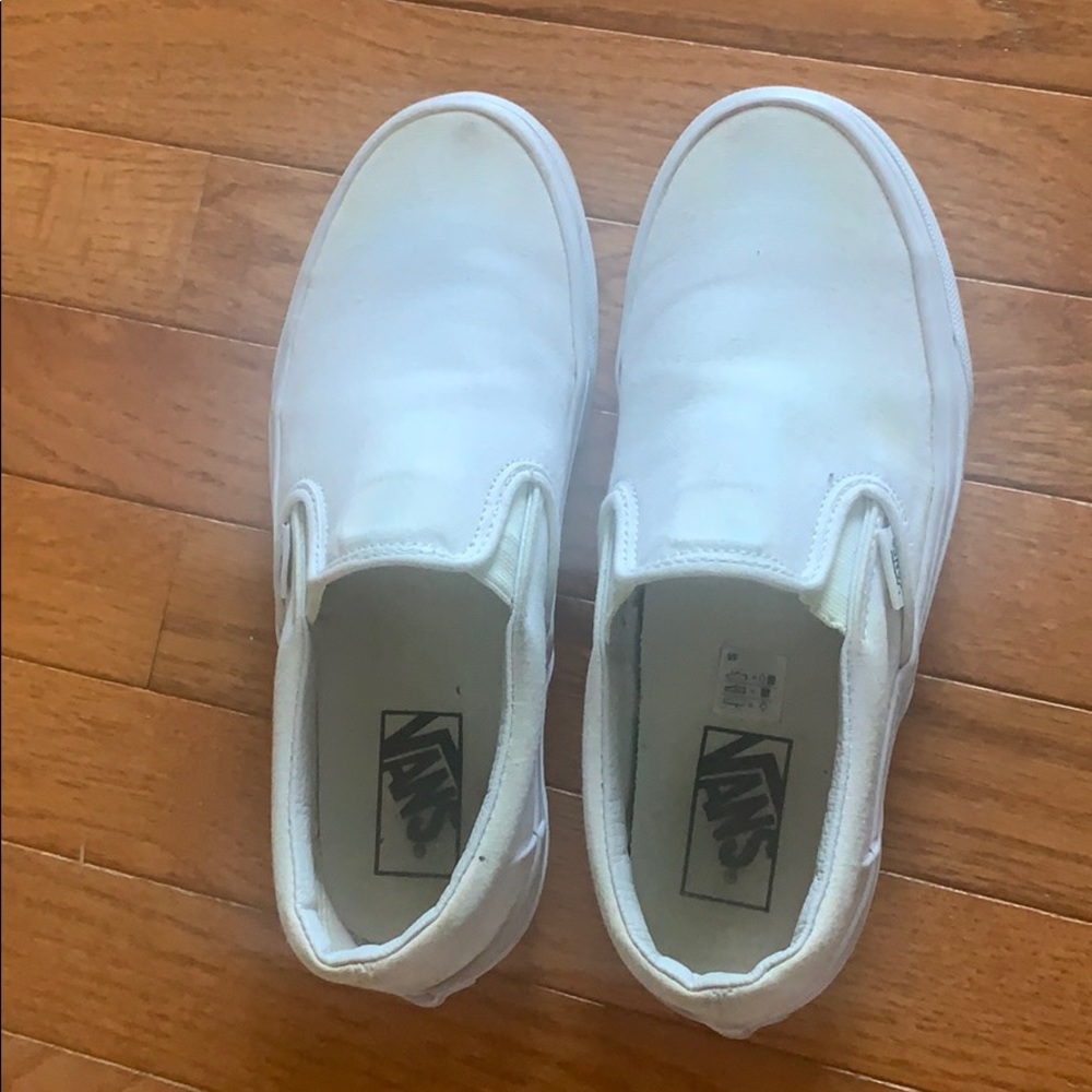 White Slip-On Vans